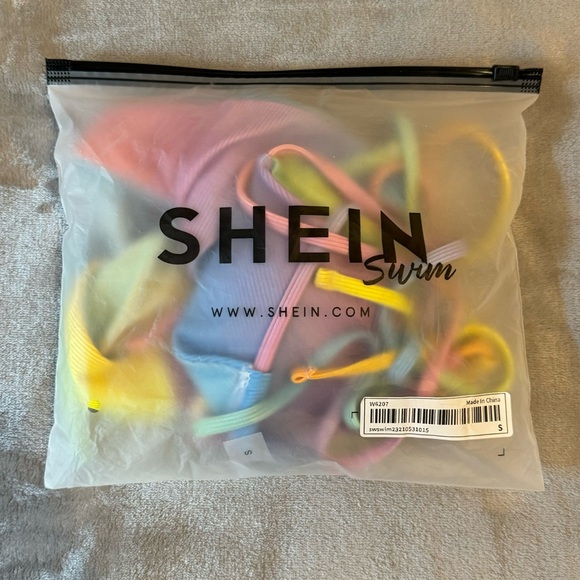 NWOT SHEIN Ombré Rib Triangle Tie Side Bikini - Picture 3 of 11